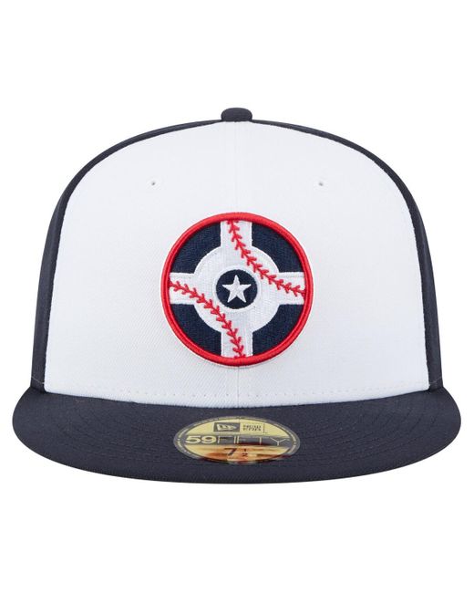 KTZ Blue White/navy Indianapolis Indians Authentic Collection 59fifty Fitted Hat for men