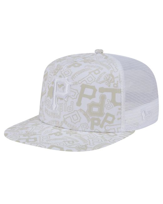 KTZ White Pittsburgh Pirates Logo Dunes A-frame Trucker 9fifty Snapback Hat for men