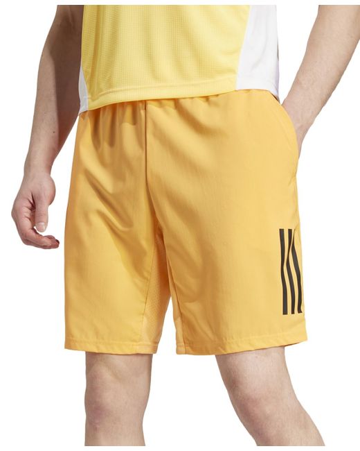 Adidas Yellow 3-stripe Club Tennis 9" Shorts for men