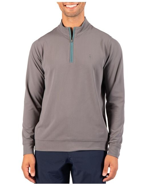 Tailorbyrd Gray Micro Grid Performance Quarter Zip for men