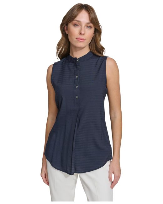 Tommy Hilfiger Blue Stand-collar Sleeveless Top