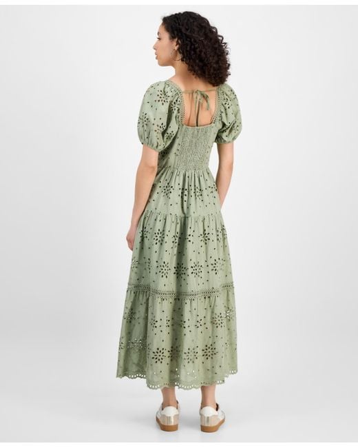 And Now This Green Eyelet Cotton Maxi Dress