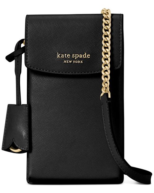 Kate Spade Spencer North South Leather Phone Crossbody in Black | Lyst