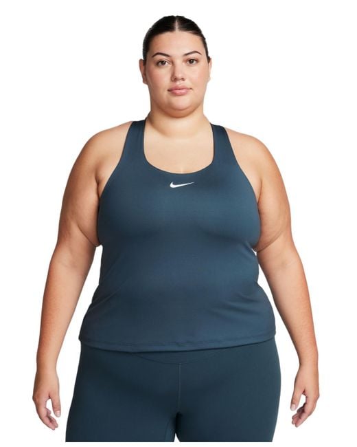 Nike Blue Plus Size Active Medium-support Padded Sports Bra Tank Top