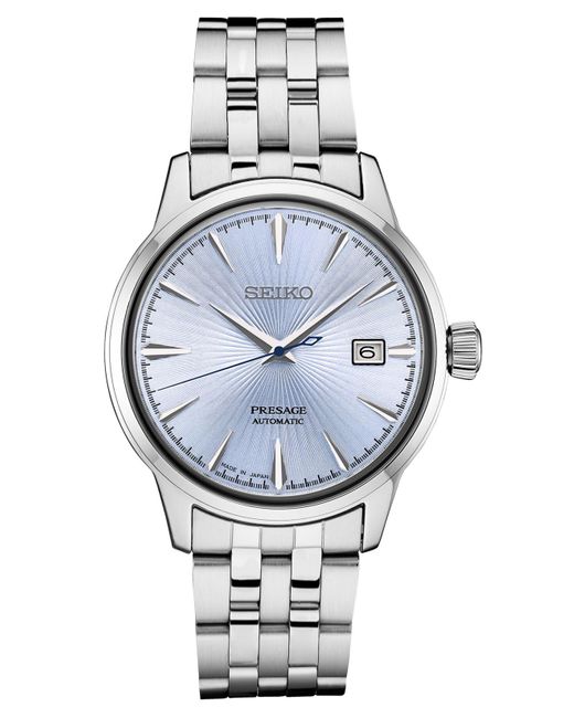 Seiko Blue Automatic Presage Stainless Steel Bracelet Watch 40mm for men