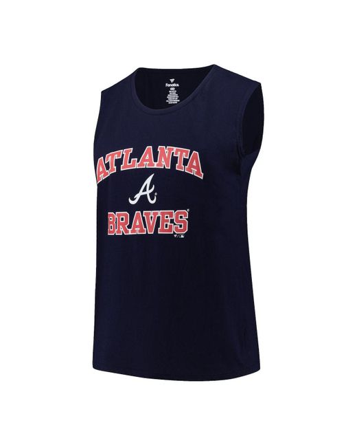 Profile Women's Navy Atlanta Braves Plus Colorblock Pullover Hoodie