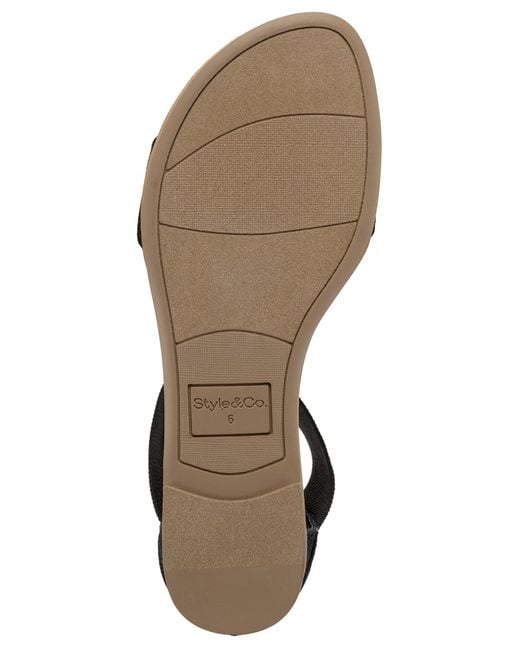 Style & Co. Black Eileen Elasticized Round Toe Flat Sandals