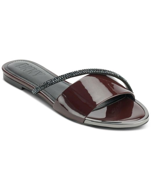 DKNY Brown Tali Slip-on Embellished Slide Sandals