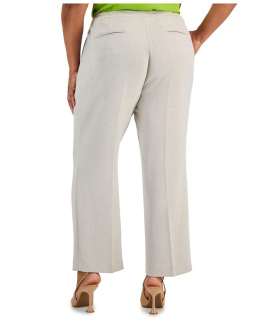 Kasper Gray Plus Size Mid Rise Straight-leg Front-zip Pants
