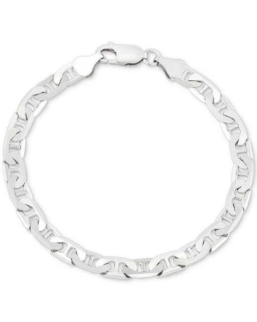Italy 925 Sterling Silver 9.1mm Hollow Mariner Link Chain Bracelet (7-9 Inches, Lobster Claw)