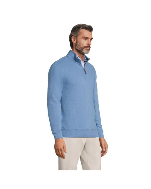 Lands' End Bedford Rib Quarter Zip Sweater in Blue for Men | Lyst