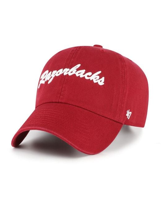 '47 Red Arkansas Razorbacks Vault Clean Up Adjustable Hat for men