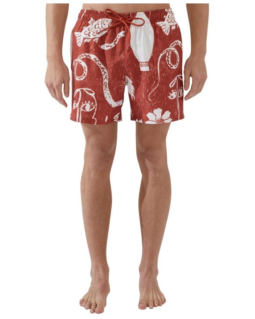 Cotton On Red Stretch Swim Shorts for men