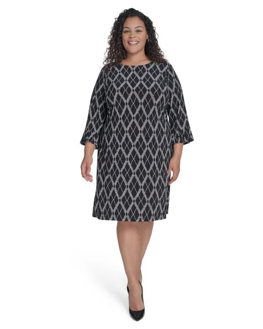 Tommy Hilfiger Black Plus Size Bell-sleeve Shift Dress