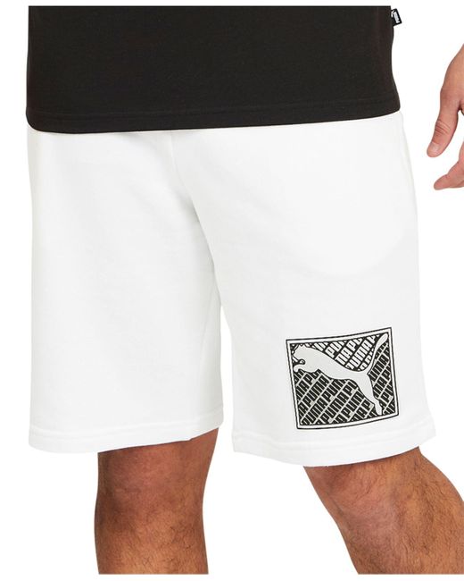 PUMA Cotton Cross Box Logo Shorts in White for Men | Lyst