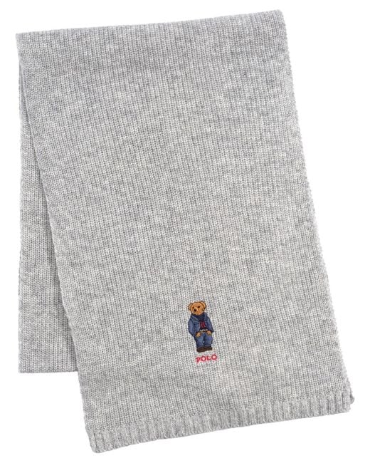 Polo Ralph Lauren Gray Solid Denim Bear Scarf for men