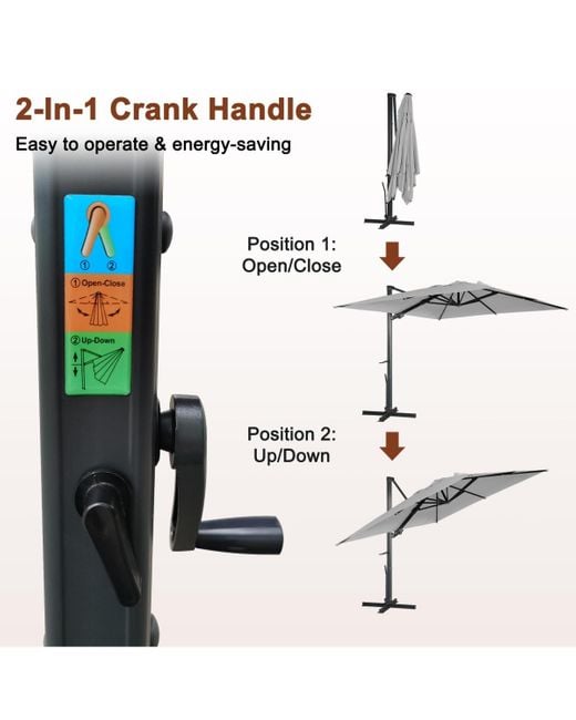 Mondawe Gray 156"w X 120"d Rectangular 360 Degree Rotation Cantilever Umbrella W/ Weight Base Included
