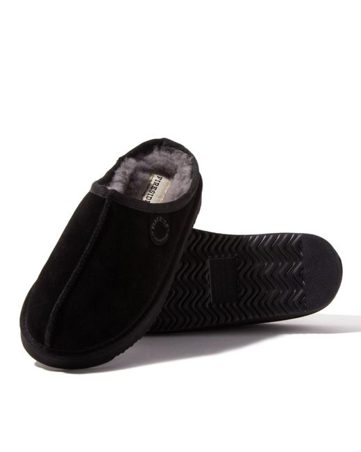 Dearfoams Black Fireside By Greta Genuine Shearling Clog Slipper