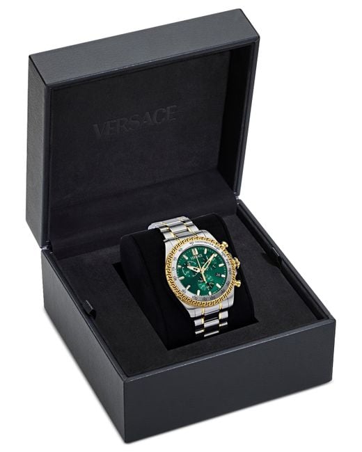 Versace Metallic Swiss Chronograph X Two-tone Stainless Steel Bracelet Watch 44mm for men