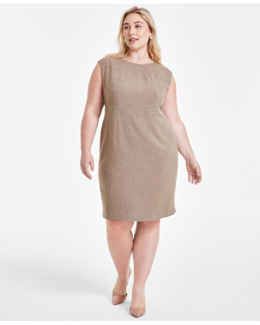 Kasper Natural Plus Size Cap-sleeve Shell Dress