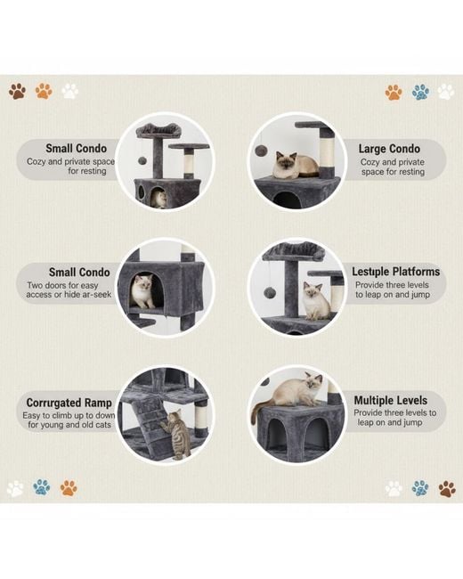 Aronkl White Multi-level Cat Tree Tower