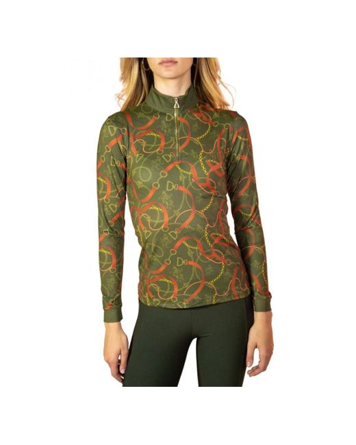 Royal Equestrian Collection Green Royal Equestrian Base Layer Cavalla Mock Neck Sport Top