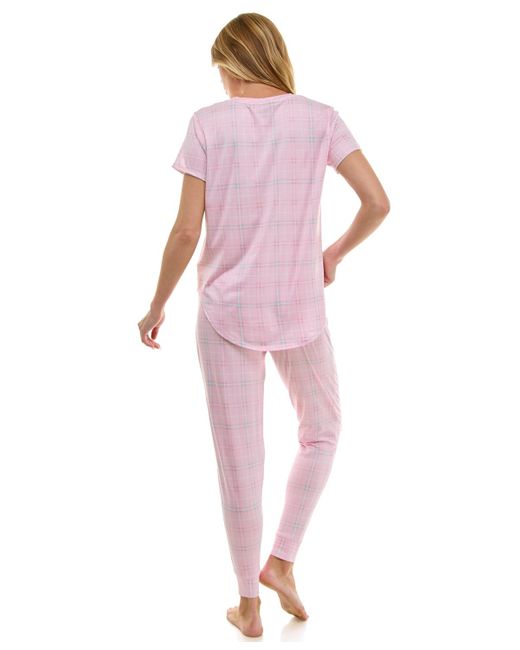 Roudelain Pink Printed Short Sleeve Top & jogger Pajama Set