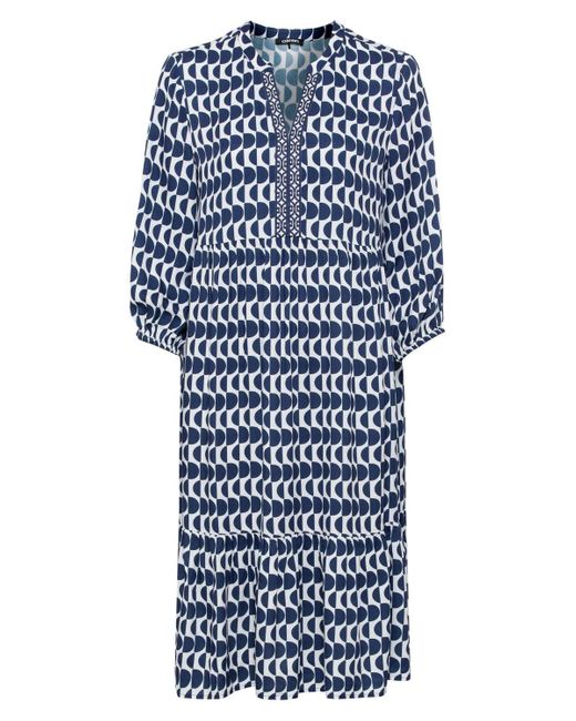 Olsen Blue 100% 3/4 Sleeve Tunic Geo Print Dress