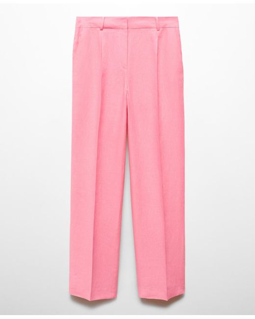 Mango Pink Linen Suit Pants