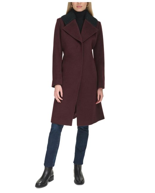 Cole Haan Shawl Collar Wool blend Coat in Red Lyst