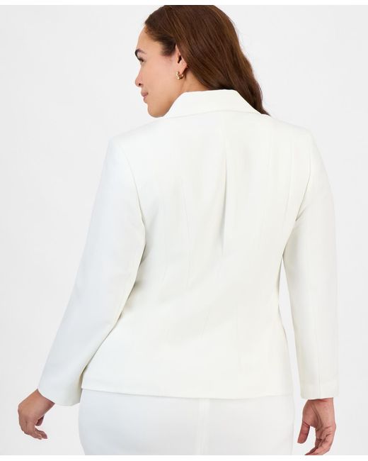 Kasper White Plus Size Crepe One-button Blazer
