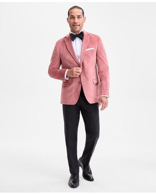 BarIII Men's Pink Slim-fit Velvet Sport Coat