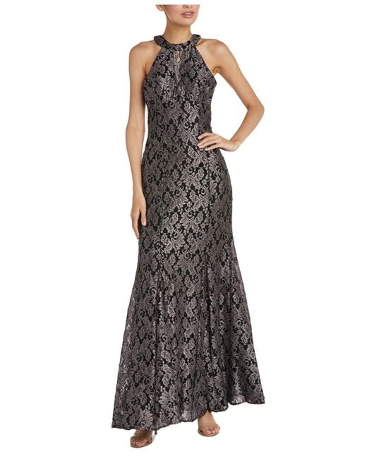 Nightway Glitterlace Keyhole Gown Lyst