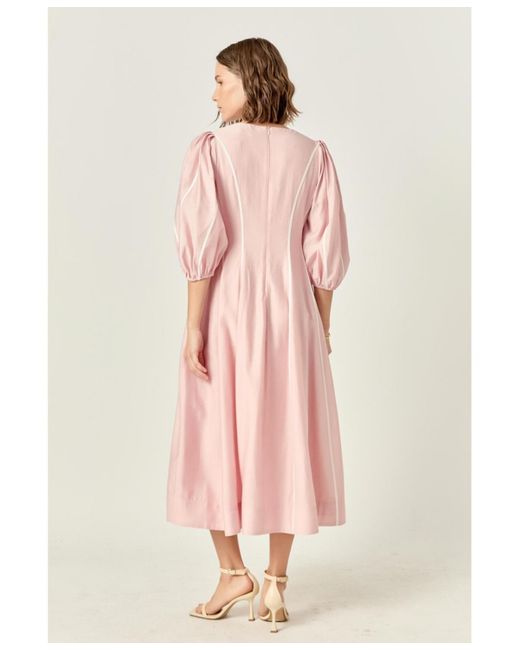 English Factory Pink Contrast Binding Midi Dress