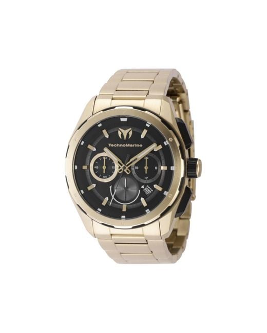 TechnoMarine Metallic Tm-318097 Ocean Quartz Black Dial Watch for men