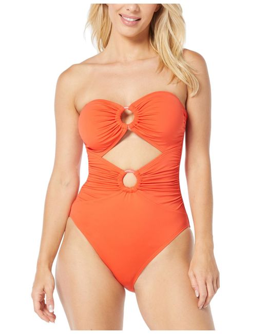 Carmen Marc Valvo Orange Convertible Bandeau One-piece Swimsuit