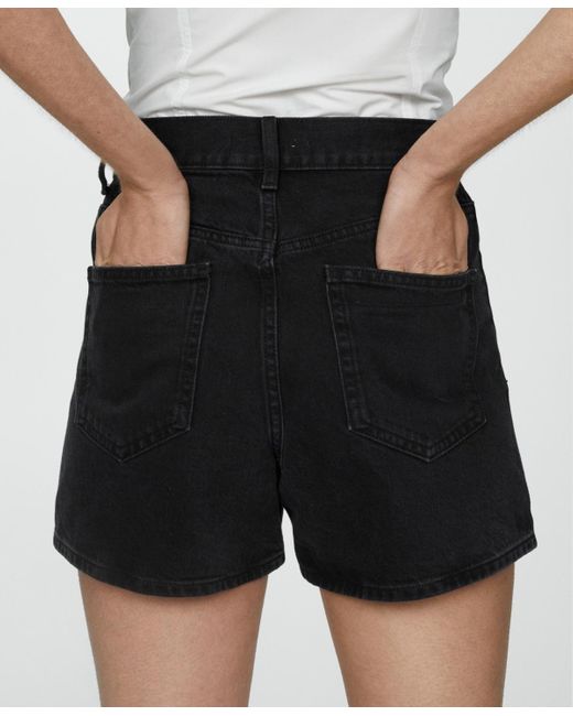 Mango Black High-rise Denim Shorts