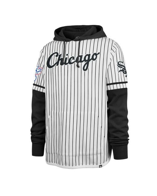 '47 Black 47 Brand Chicago Sox Pinstripe Double Header Pullover Hoodie for men