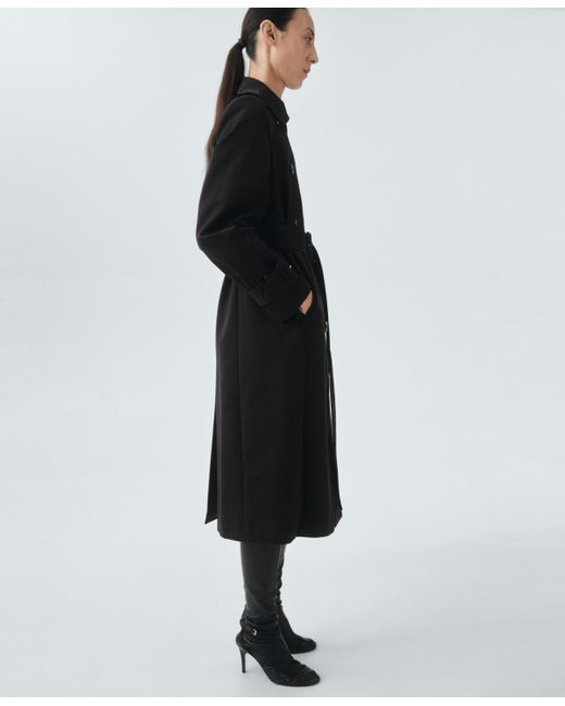 Mango Black Classic Cotton Trench Coat