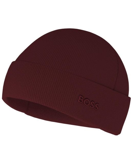 Boss Red Waffle Logo Detail Beanie for men