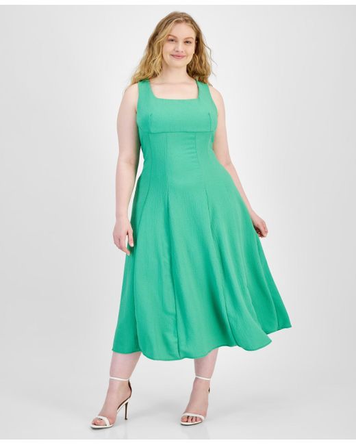 Taylor Green Plus Size Square-neck A-line Dress