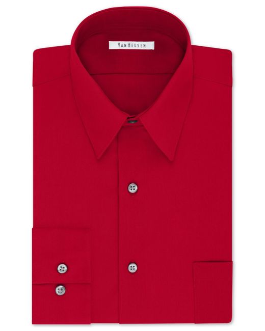 Van Heusen Red Big & Tall Classic/regular Fit Wrinkle Free Poplin Solid Dress Shirt for men
