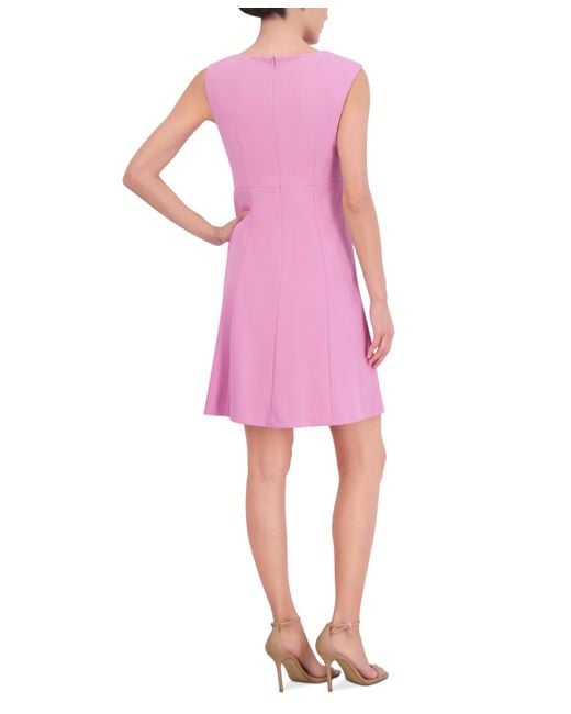 Jessica Howard Pink Asymmetric-neck Twist-shoulder A-line Dress