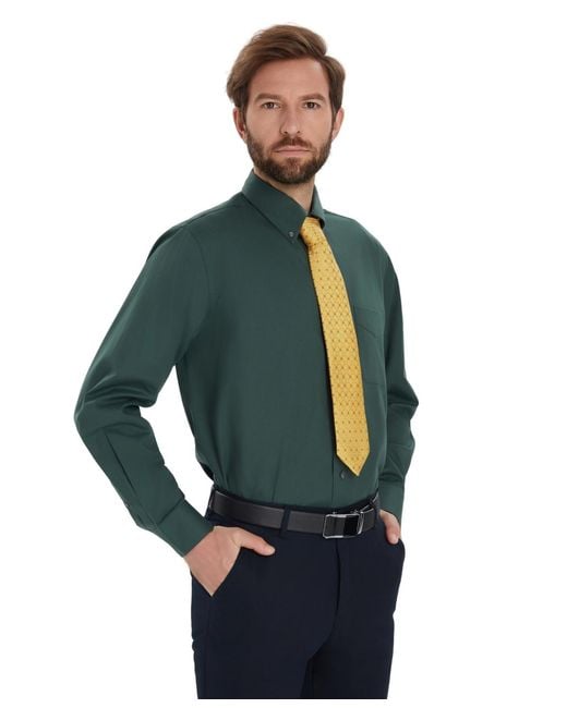 Club Room Blue Pinpoint Button Front Solid Dress Shirt for men