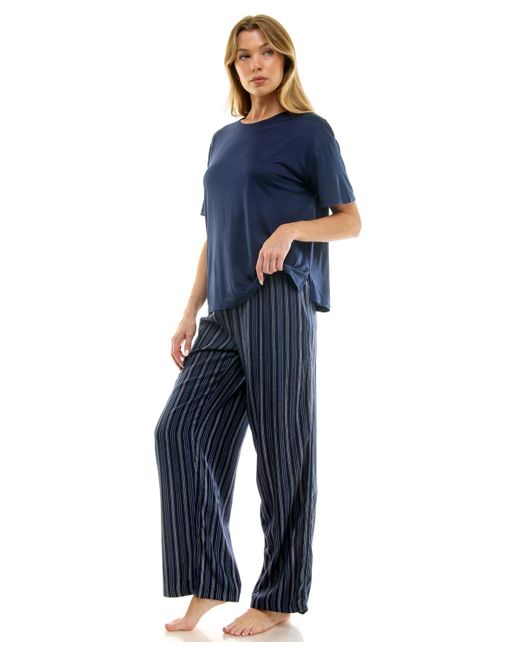 Roudelain Blue Open Leg Flannel Sleepwear Pants