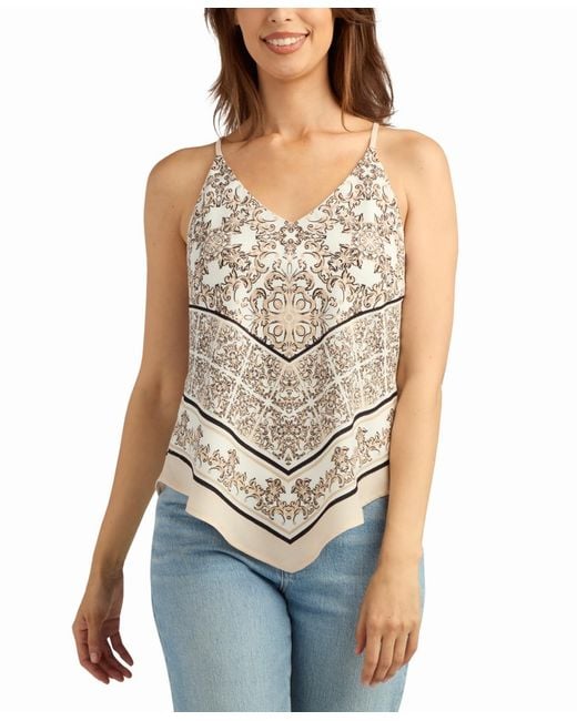 Bcx Blue Printed V-neck Top