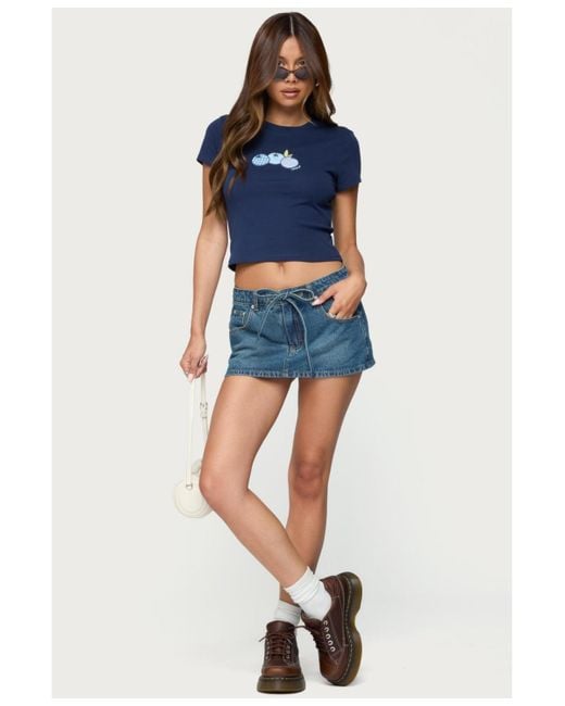 Edikted Blue Bluberry Patch T Shirt
