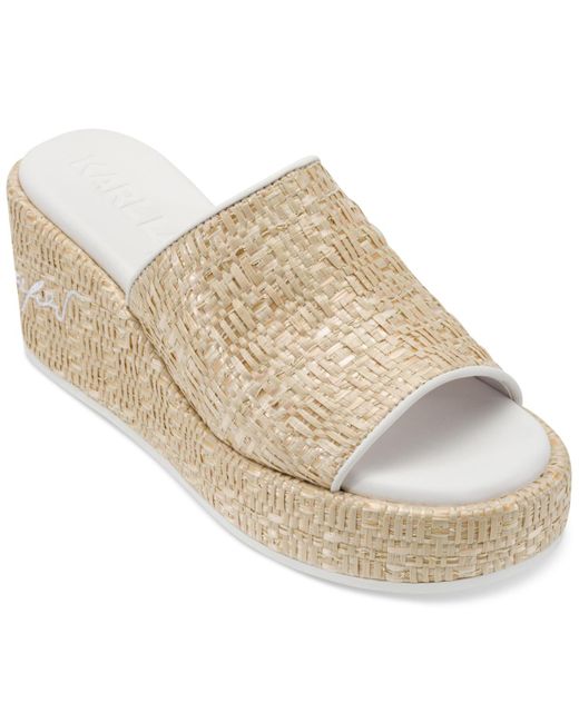 Karl Lagerfeld White Calvina Slide Wedge Sandals