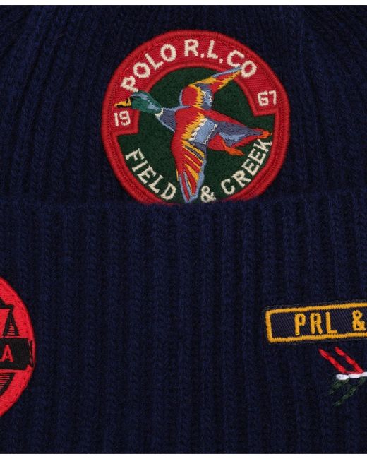 Polo Ralph Lauren Blue Patch Beanie Hat for men