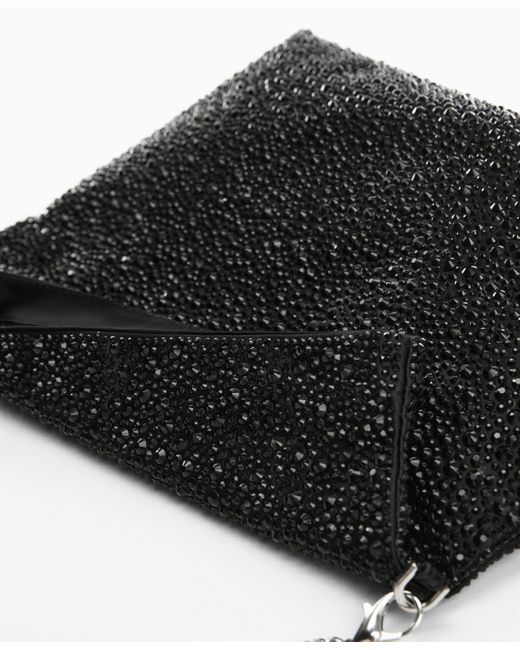 Mango Black Crystals Detail Chain Bag